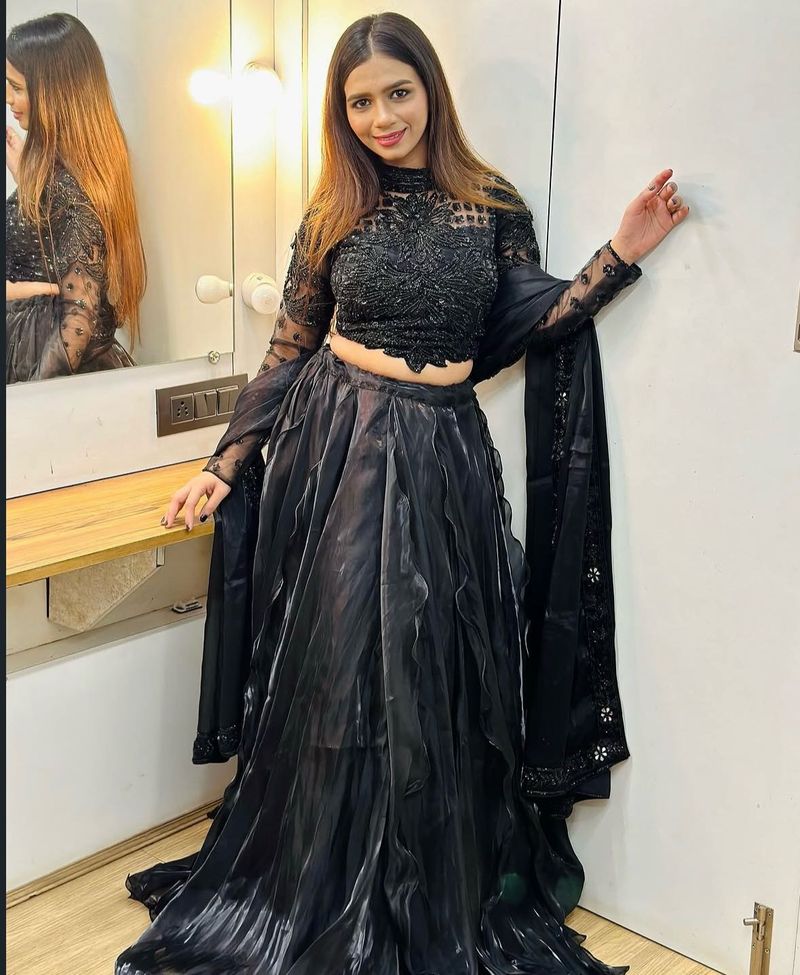 JIMMY CHOO Black Lehenga Choli Set