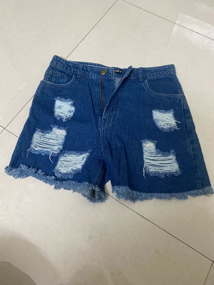 Distressed Denim Shorts