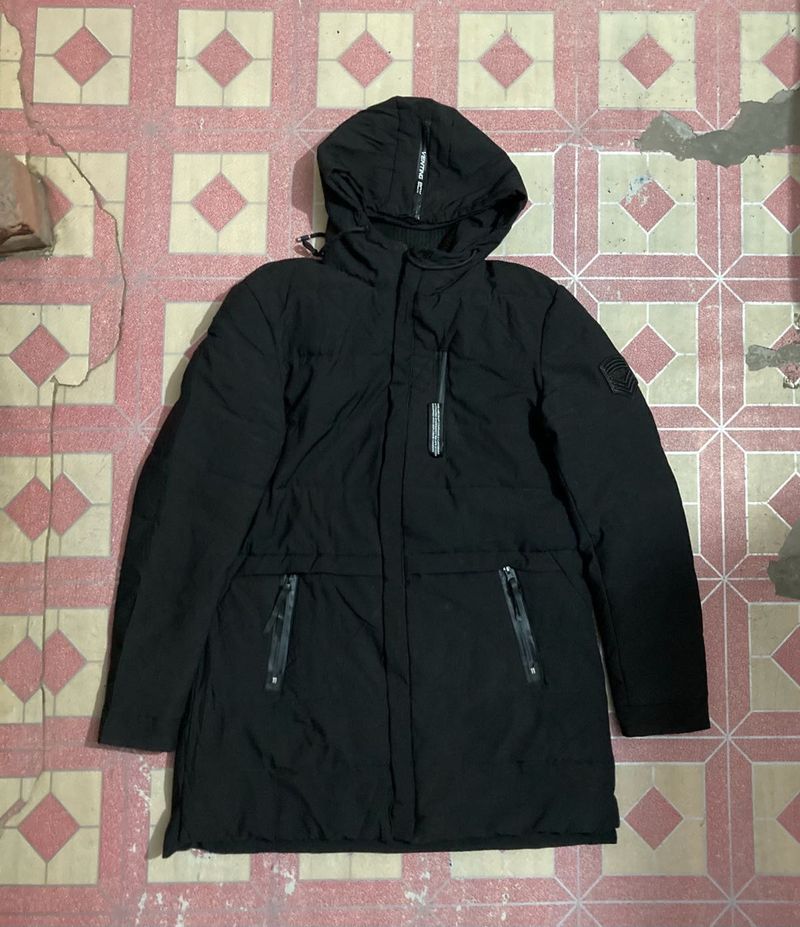 Black Padded Winter Parka Jacket