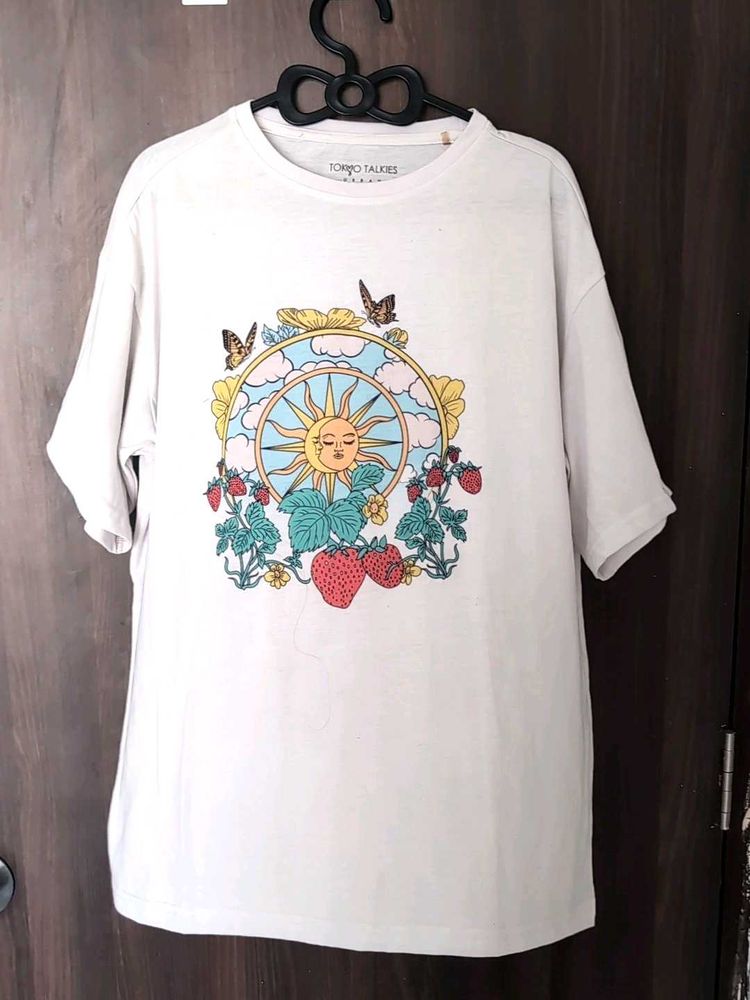 Cute Sun &amp; Strawberry Oversized Graphic Tee
