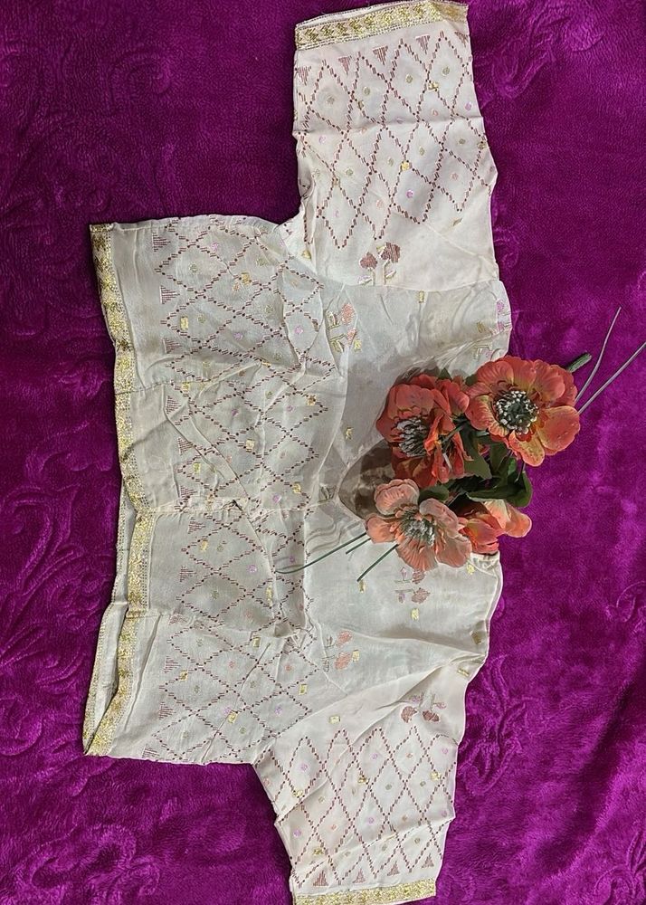 Elegant White Embroidered Blouse Top