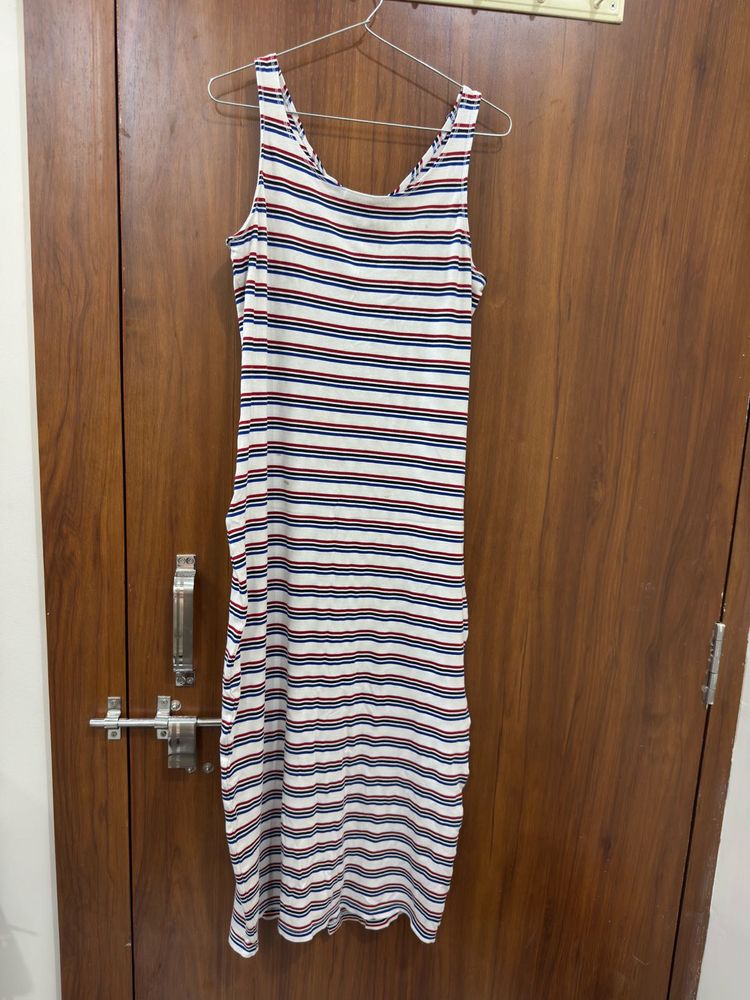 Striped Sleeveless Midi Dress