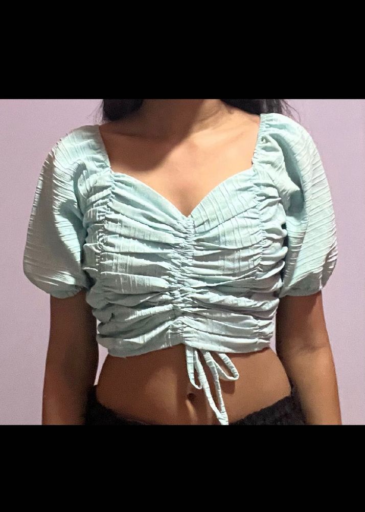 Ruched Drawstring Crop Top