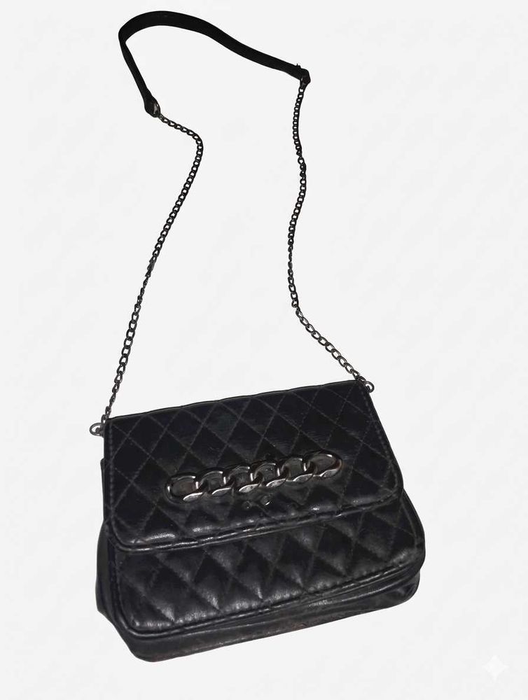 Black Quilted Chain Handbag