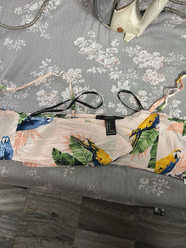 Tropical Parrot Print Crop Top beach