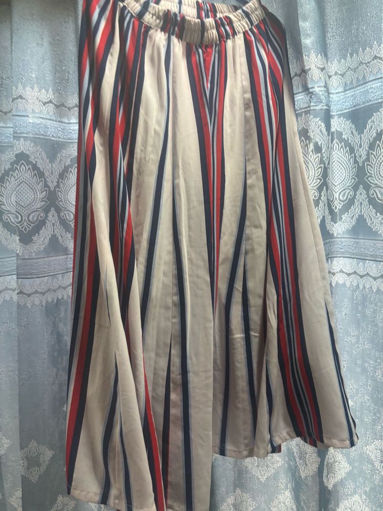 Striped Wide Leg Plazzo Pants With Astar