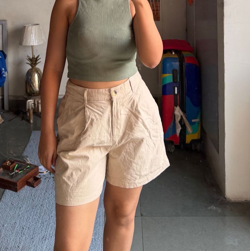 High-Waisted Pleated Shorts