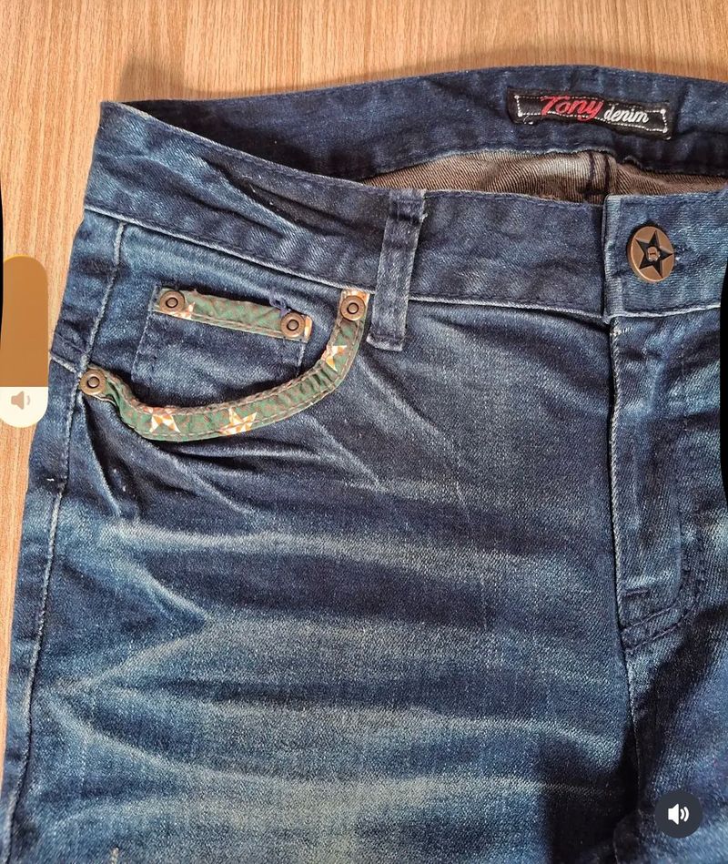 Distressed Blue Denim Bootcut Jeans