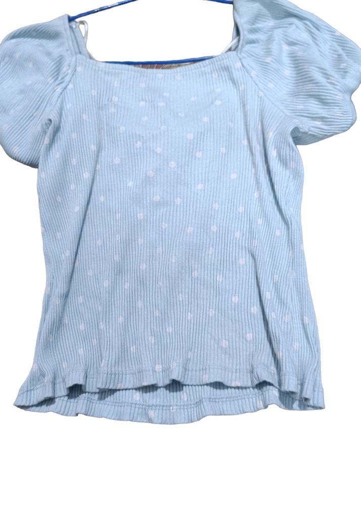 Casual Cotton Blend Crop Top
