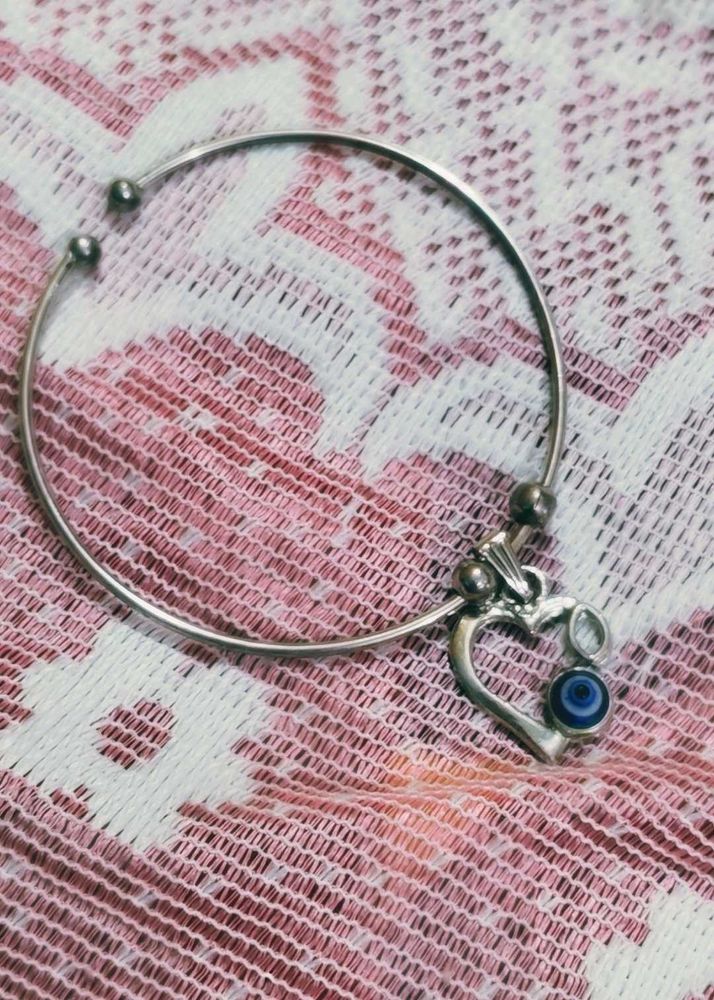Silver Heart Evil Eye Bracelet