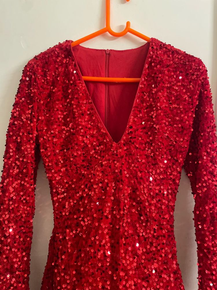 Red Sequin Party Dress