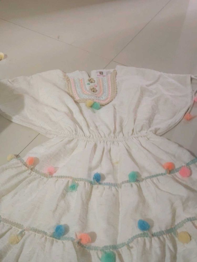 Boho  Pom Tiered Dres
