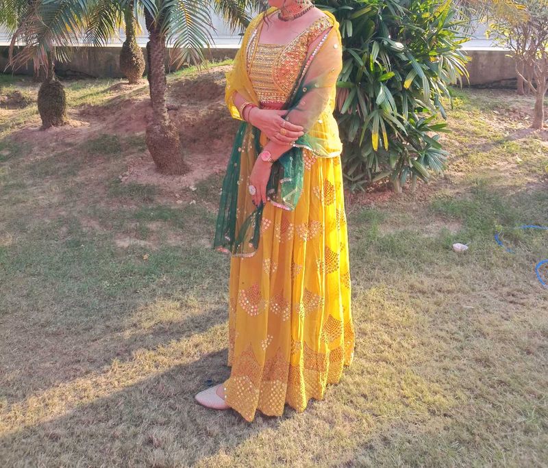 Vibrant mustard Yellow Lehenga set