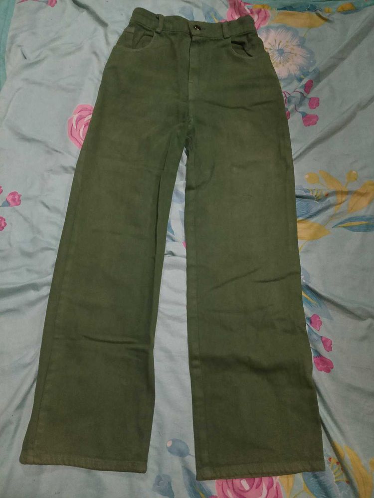 Stylish Wide Leg Green Pants