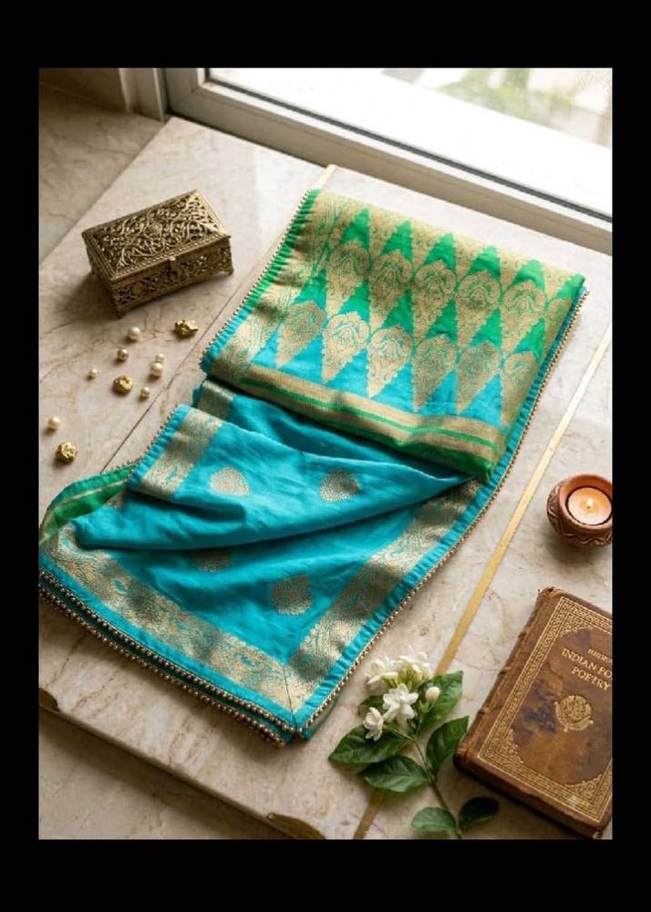 Elegant Silk Saree with Golden Border
