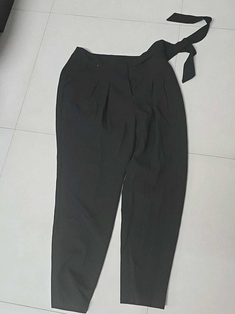Branded Black High-Waisted Korean Pant