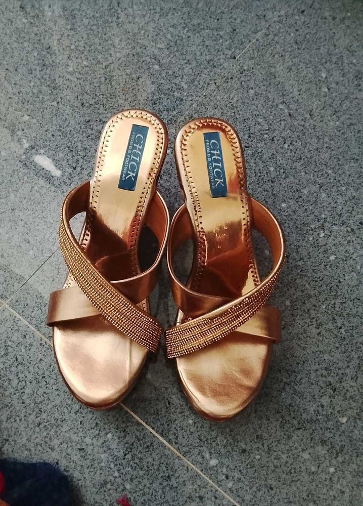 Elegant Rose Gold Embellished Heels
