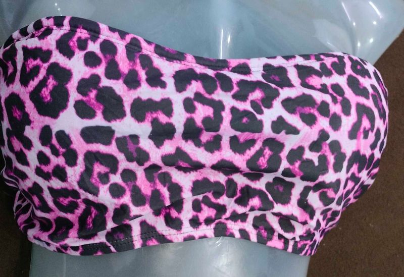 Pink Leopard Print Bikini Top 🤎