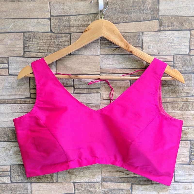 V-Neck Sleeveless Pink Blouse fix price
