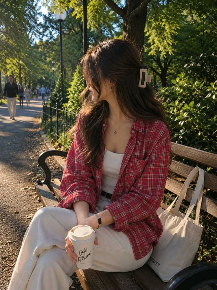 New with tag Red Plaid Oversized Shirt