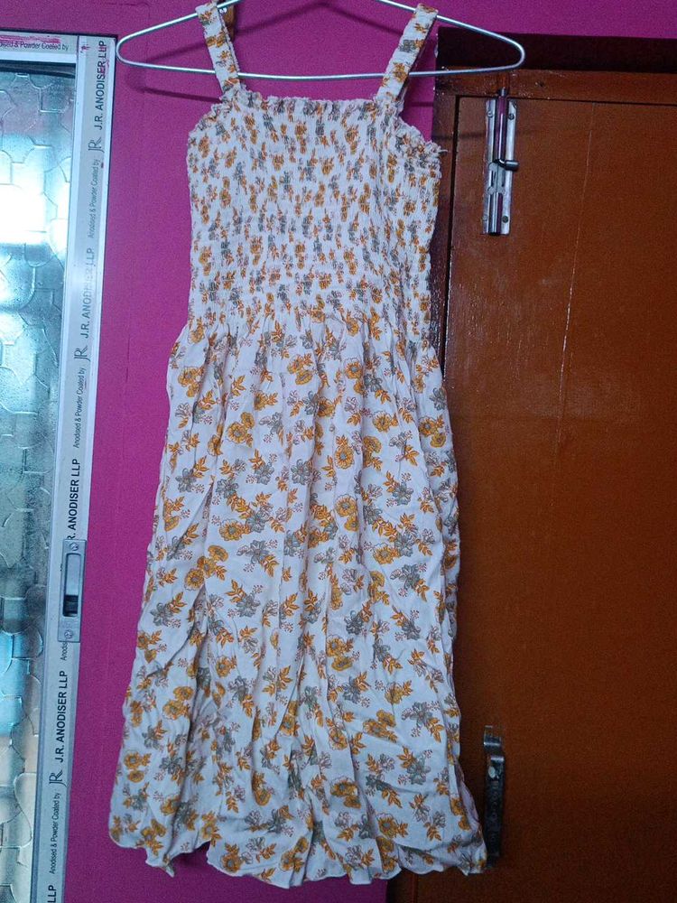 Boho Floral Smocked Midi Dress