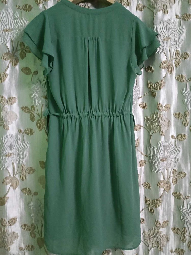 HSM Green Ruffle Sleeve Dress