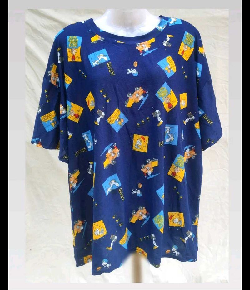 Fun Graphic Print Blue T-Shirt