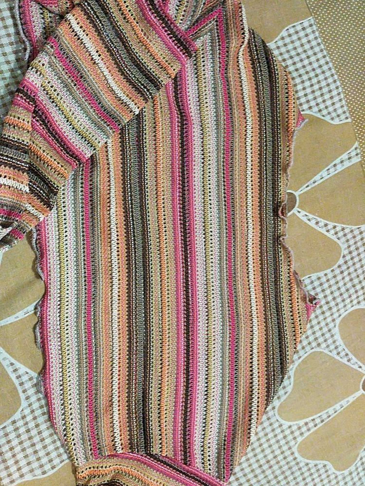 Crocheted Striped Long Sleeve Top