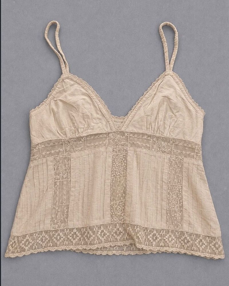 Cream Lace Trim Cami Top