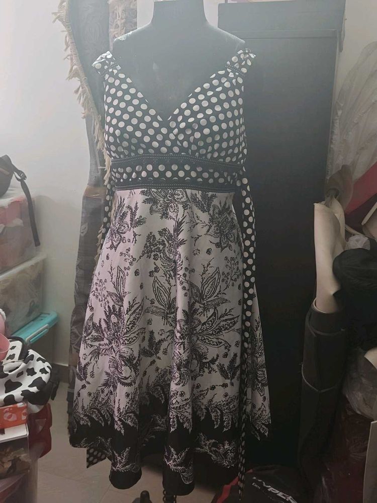 Chic Polka Dot &amp; Floral Print Dress