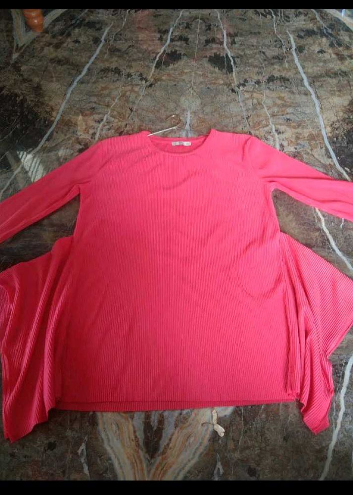 Stylish Pink Long Sleeve Tunic Top