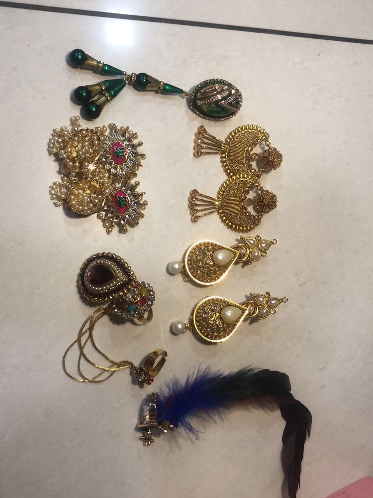 Earrings,saree Pin, Rings