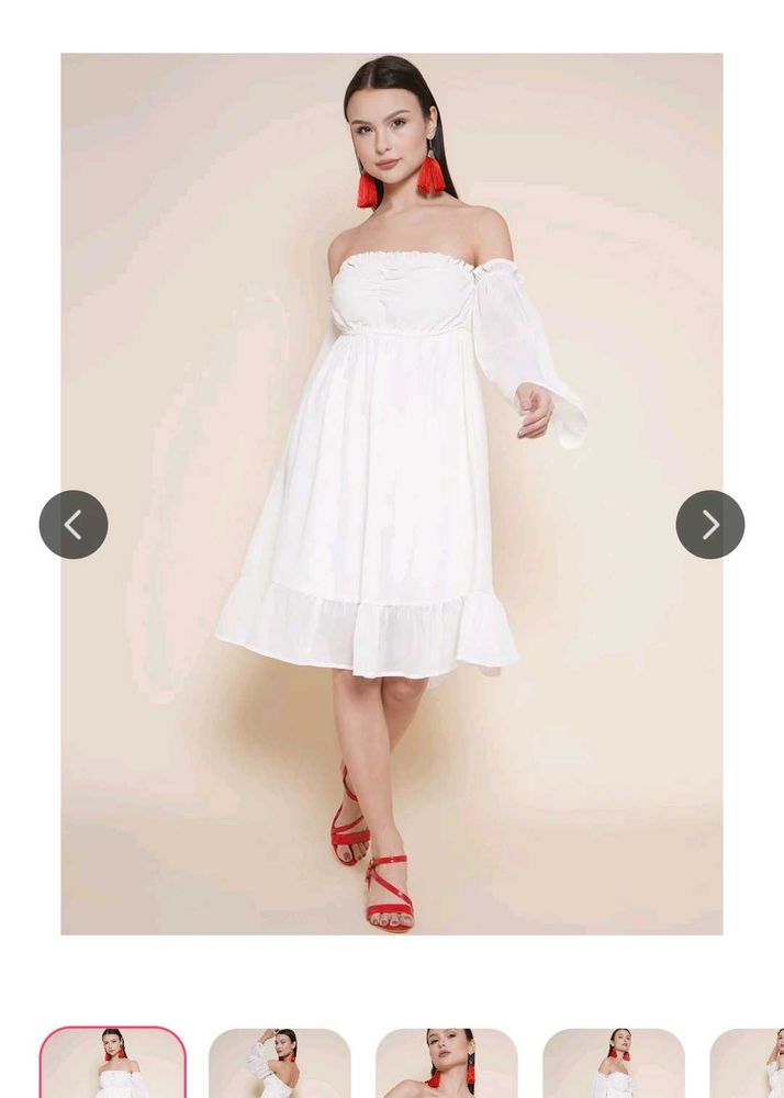 Cute Of shoulder Off White Midi Dr