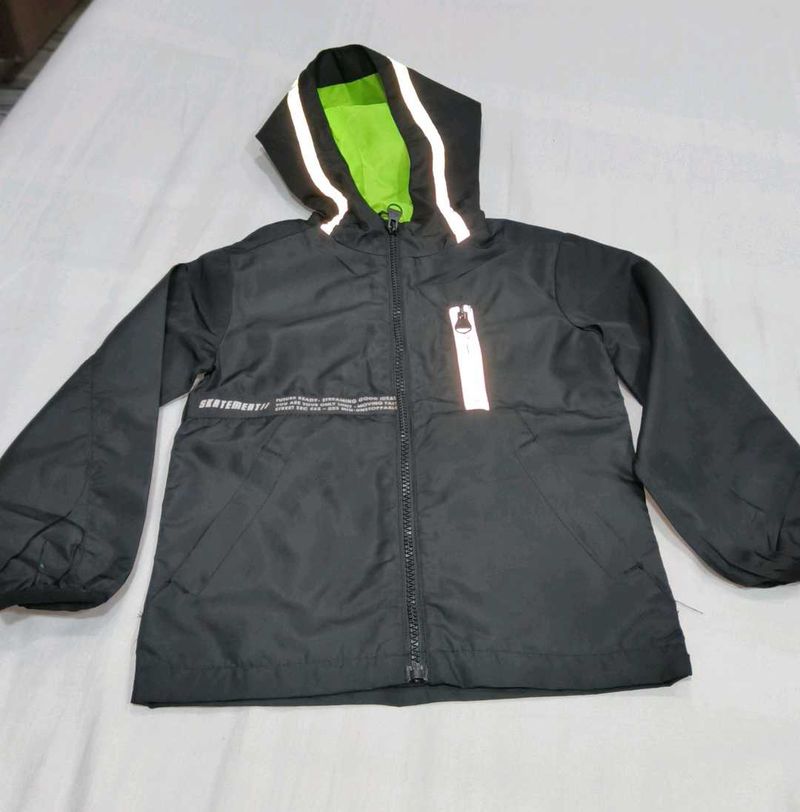 Black Hooded Lightweight Jacket