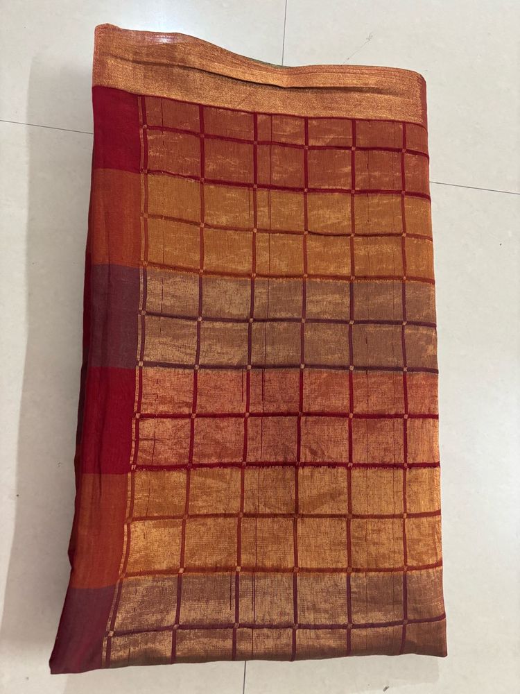 Elegant pure Cotten with Zari work Saree