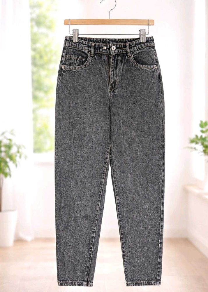 Grey Acid Wash Mom Jeans