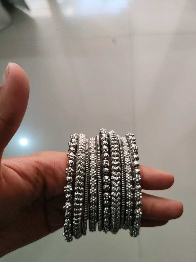 Set of Silver Oxidized Bangles