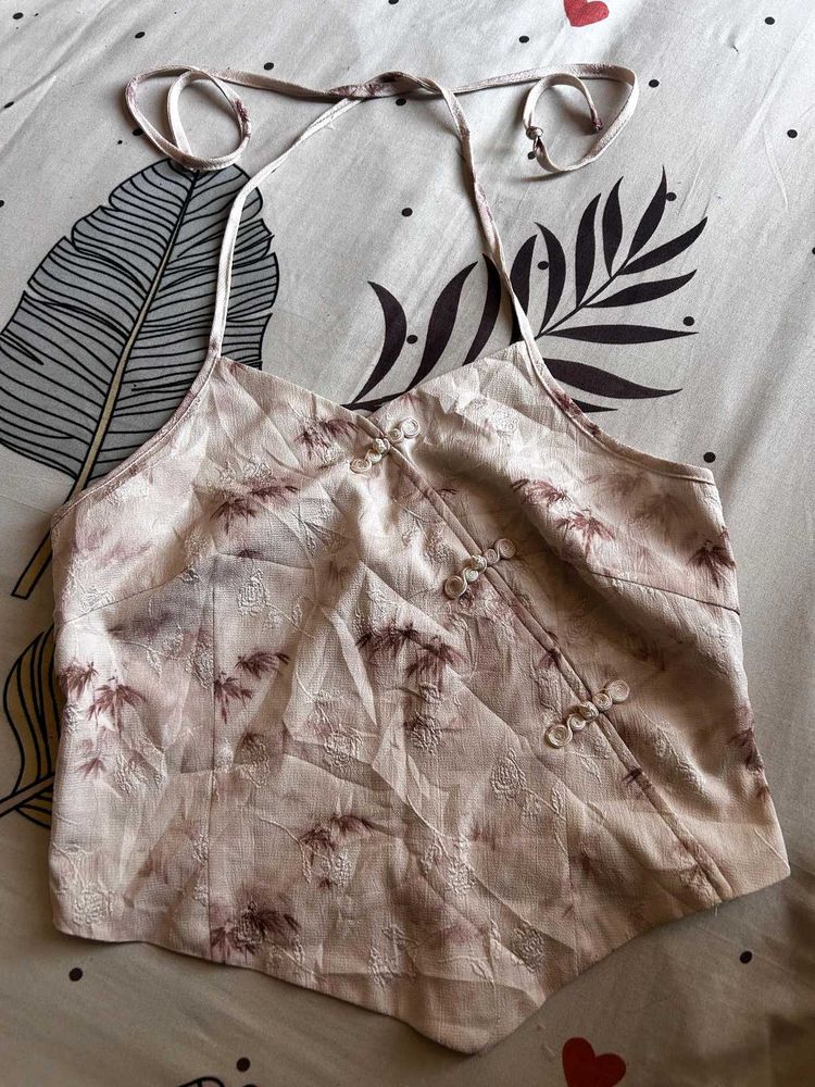 Cheongsam-style halter neck top