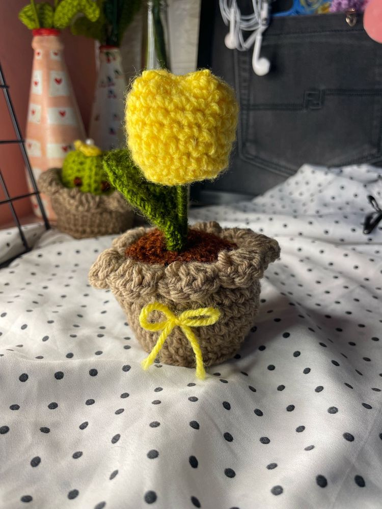 Yellow Tulip Flower Pot