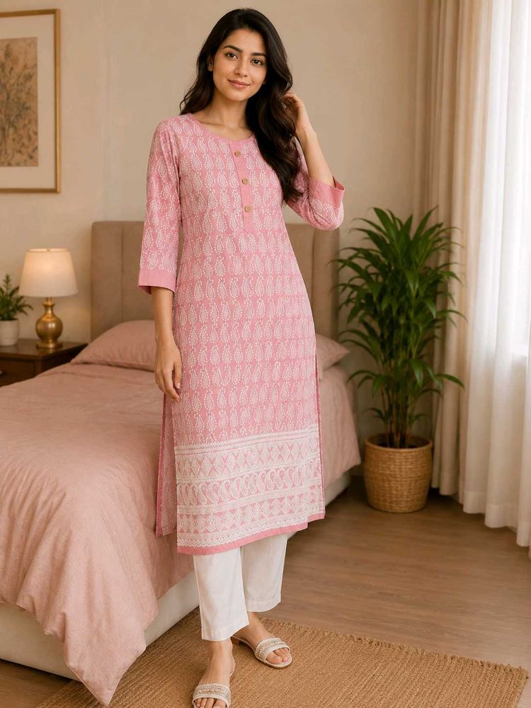 ELEGANT PEACH PINK KURTA 🩷