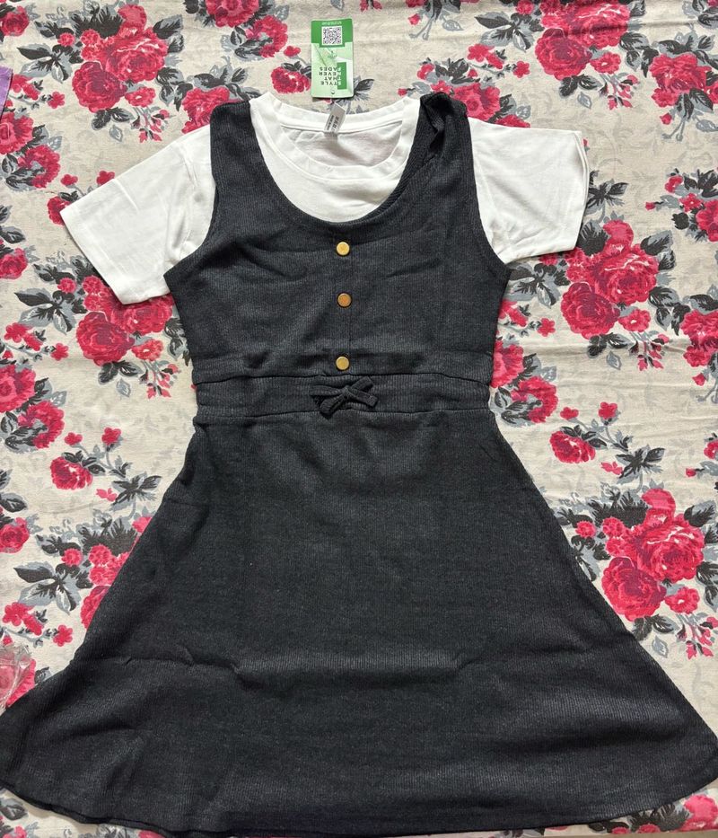 Girls' Dark Grey Pinafore Dress