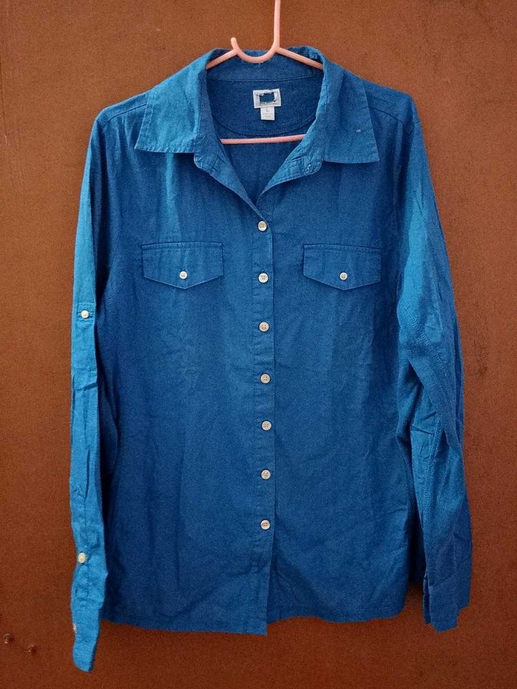 Classic Blue Button-Up Shirt