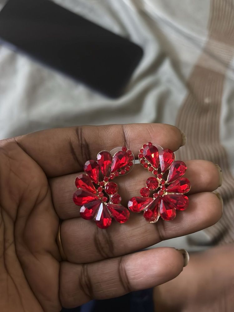 Sparkling Red Gemstone Earrings