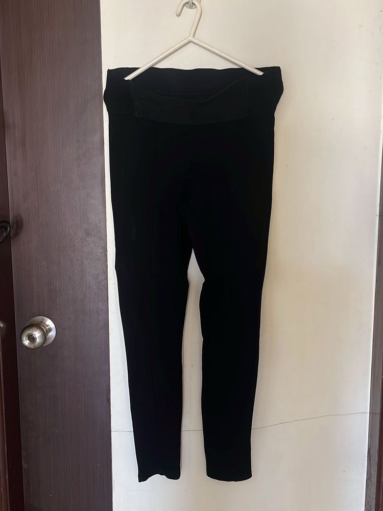Classic Black Fold-Over Waist Pants