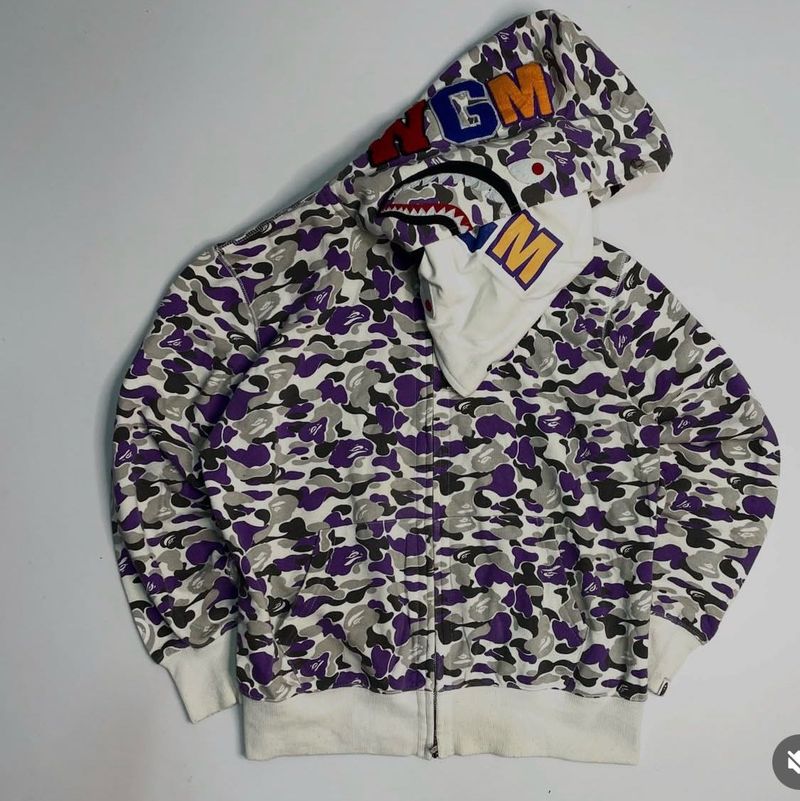 BAPE Purple Camo Shark Full Zip Hoodie