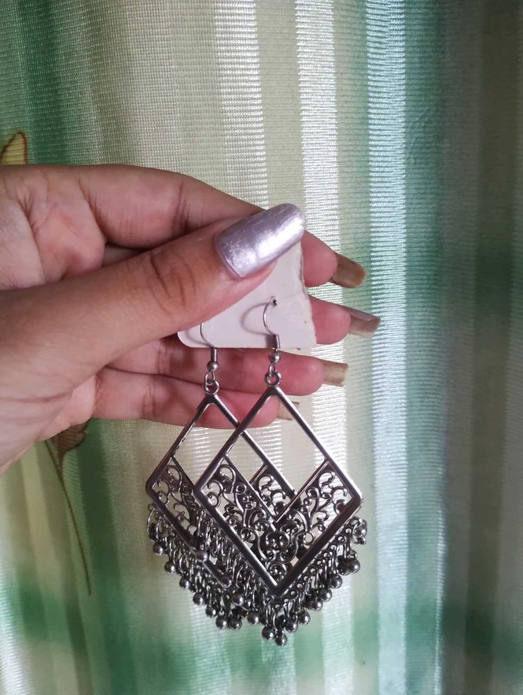 Bohemian Oxidized Silver Earrings Set