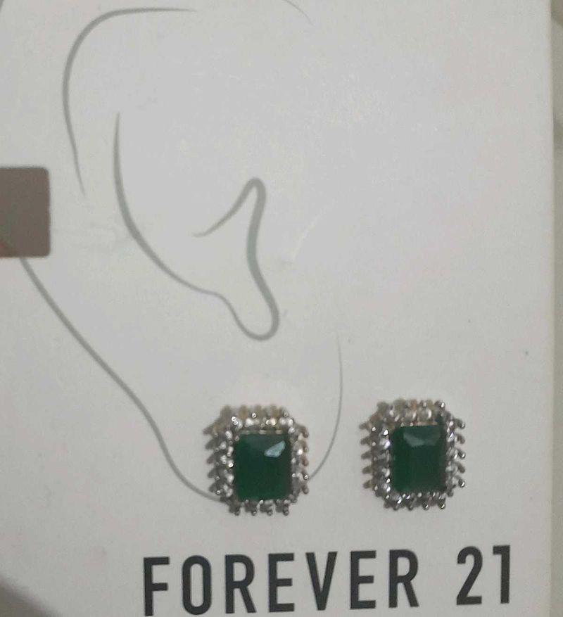 Forever 21 Green Stone Stud Earrings
