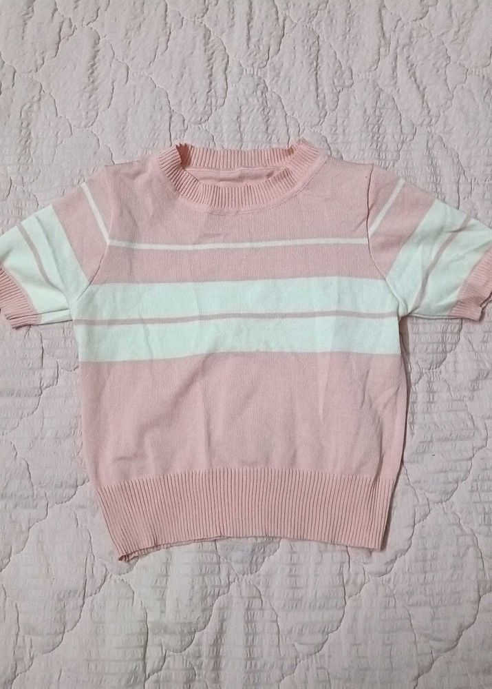 baby pink causal crop top