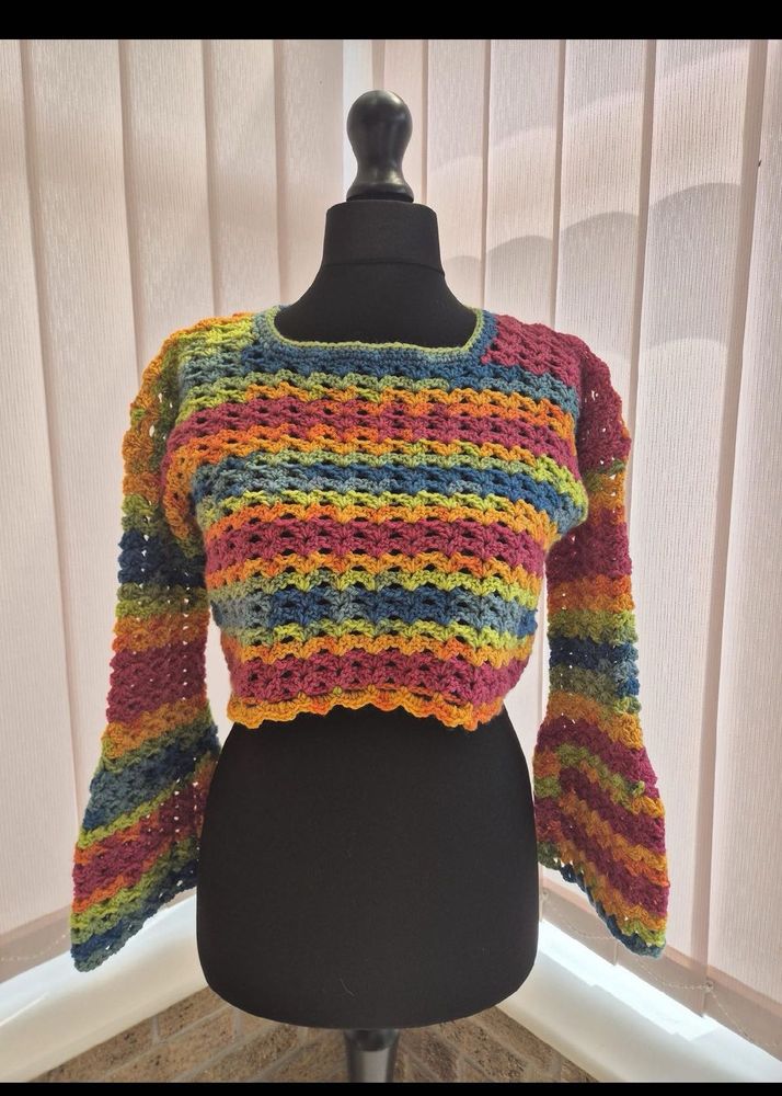 crochet multicoloured crop top