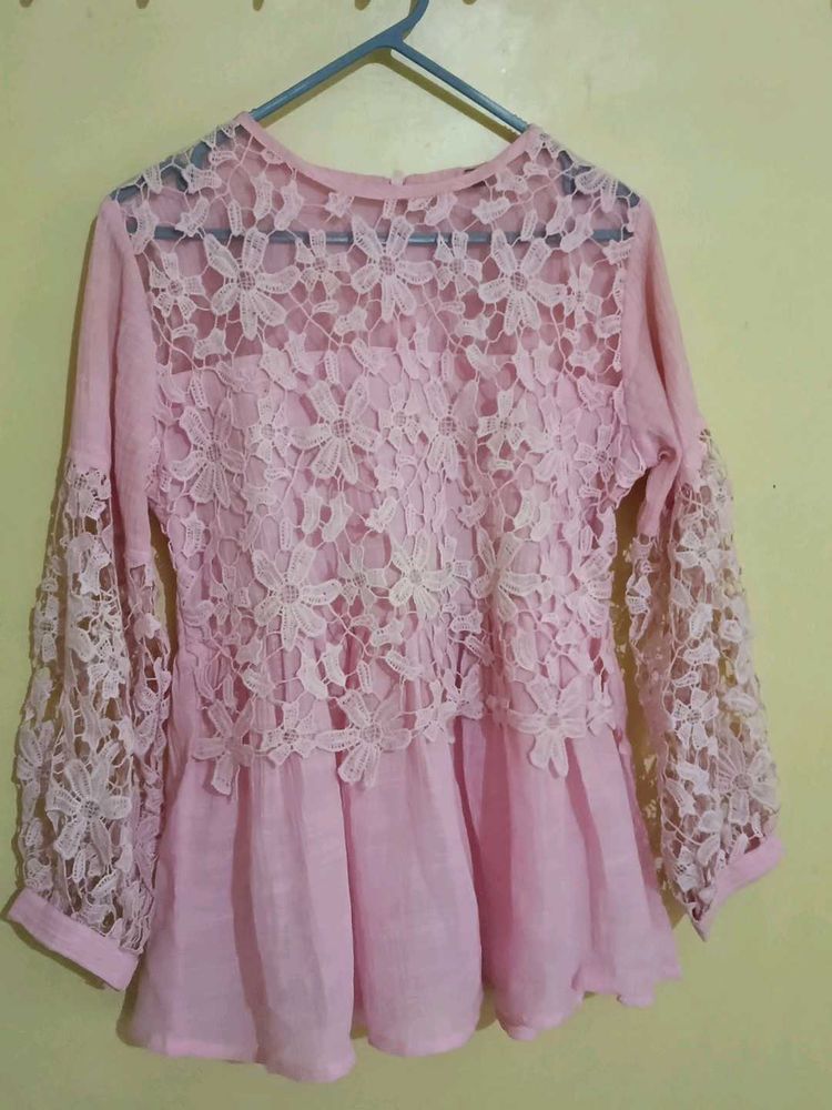 Chic Pink Lace Top
